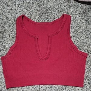 Women's Sleeveless Ribbed Top - Red